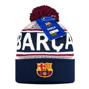 Icon Sports FC Barcelona Official Navy with Pin Stripe Pattern Soccer Pom Beanie