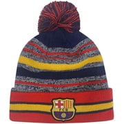 Icon Sports FC Barcelona Pom Beanie   Official Licensed Orange Multi Stripe [ADD Name & Number]
