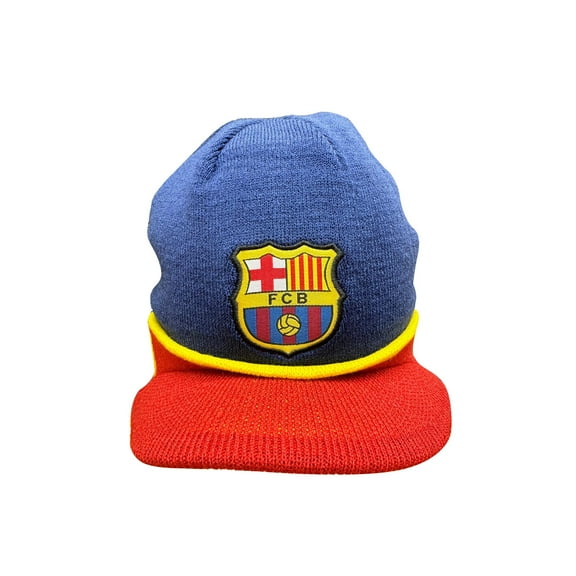 Icon Sports FC Barcelona Pom Beanie Official Licensed Red with Navy Brim – [Custom Initials/Number]