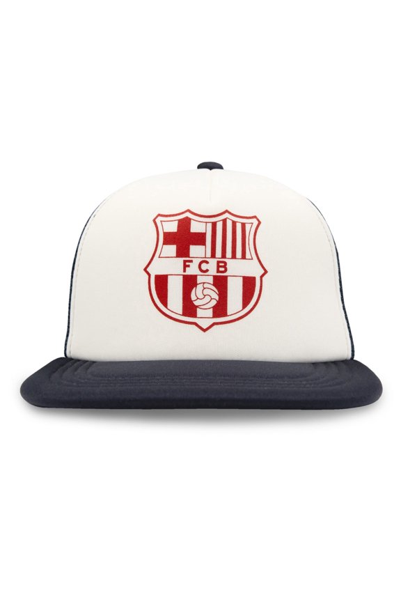 FC Barcelona Soccer Club Embroidered Logo Trucker Hat - Navy Trucker Hat