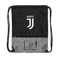 Icon Sports Fan Shop Soccer Club Team Logo Cinch Bag (Juventus, Liquified Black)