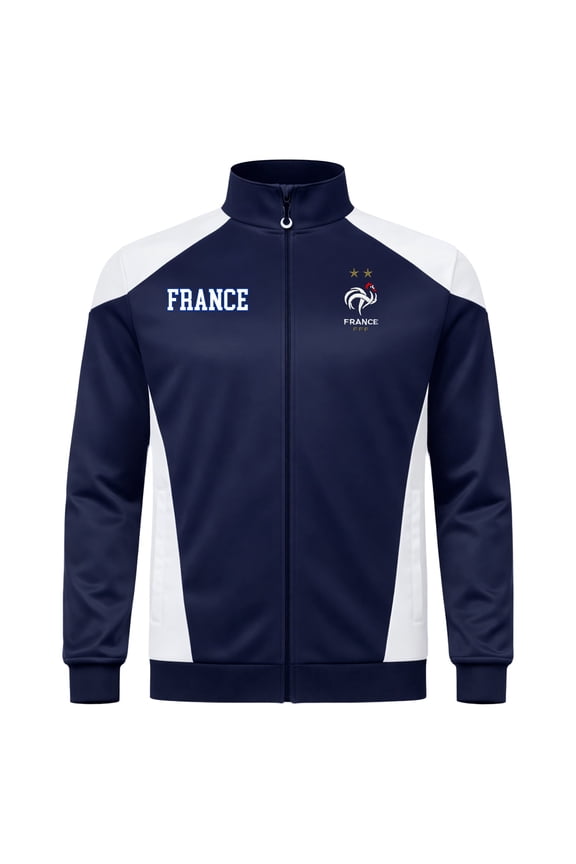 France Futbol Club Licensed Soccer Zipper Jacket Sport Panel Navy - Adult Size - Large