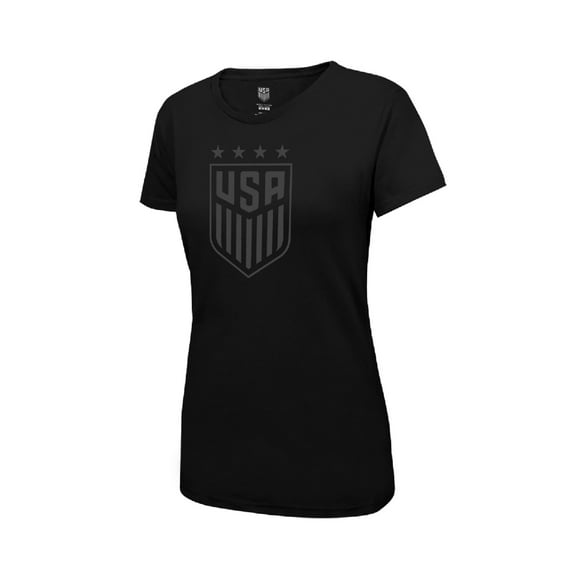 Icon Sports International Club Blackout Cotton Women's Shirt (Black Logo on Black) - [USWNT, Small] - Custom Name/Number
