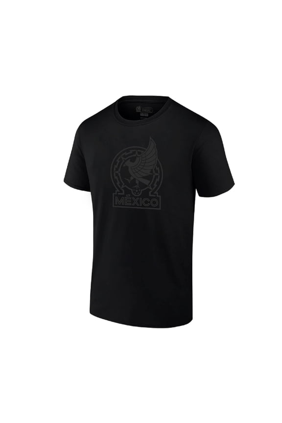 International Club Blackout Unisex Adult Cotton Shirt (Black Logo Print on Black) - [Mexico, Medium]