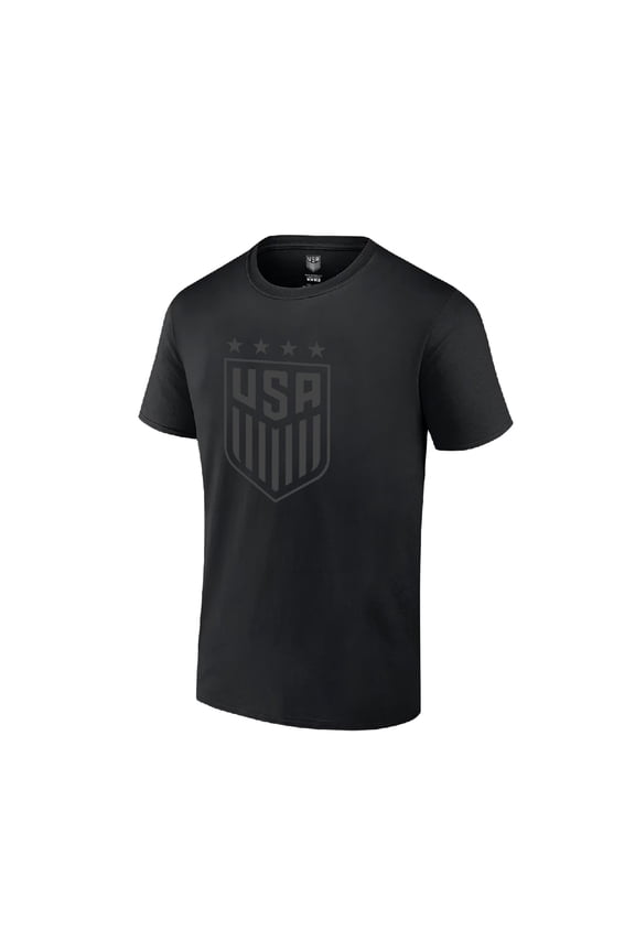 International Club Blackout Unisex Adult Cotton Shirt (Black Logo on Black) - [USWNT, Medium]