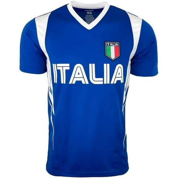 Icon Sports Italy Blue Soccer Fan Jersey T-Shirt, YS to XL
