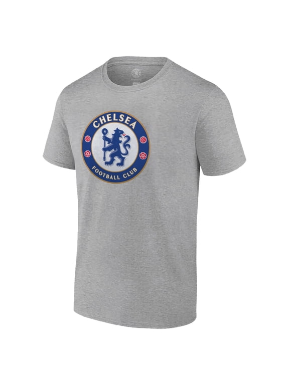 Chelsea FC Official Licensed Adult Logo Cotton T-Shirt [Add NAME/Number - Heather Gray/Large]