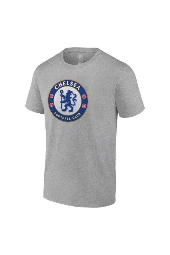 Chelsea FC Official Licensed Adult Logo Cotton T-Shirt [Add NAME/Number - Heather Gray/Large]