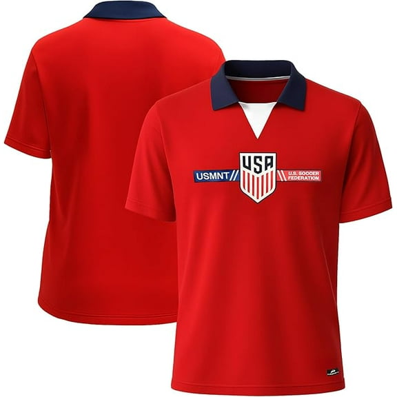Icon Sports Licensed Official U.S. Soccer USMNT Youth Kids Crossover Game Day PolyShirt - Red, YS