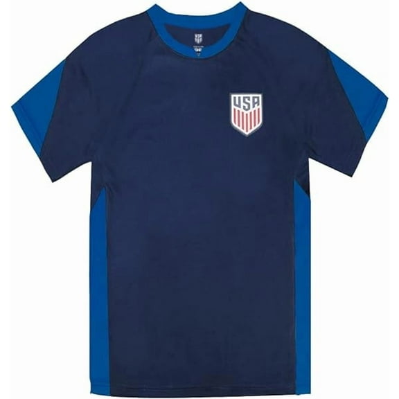 Icon Sports Licensed Official U.S. Soccer USMNT Youth Striker Game Day PolyShirt - Kids YL, Navy