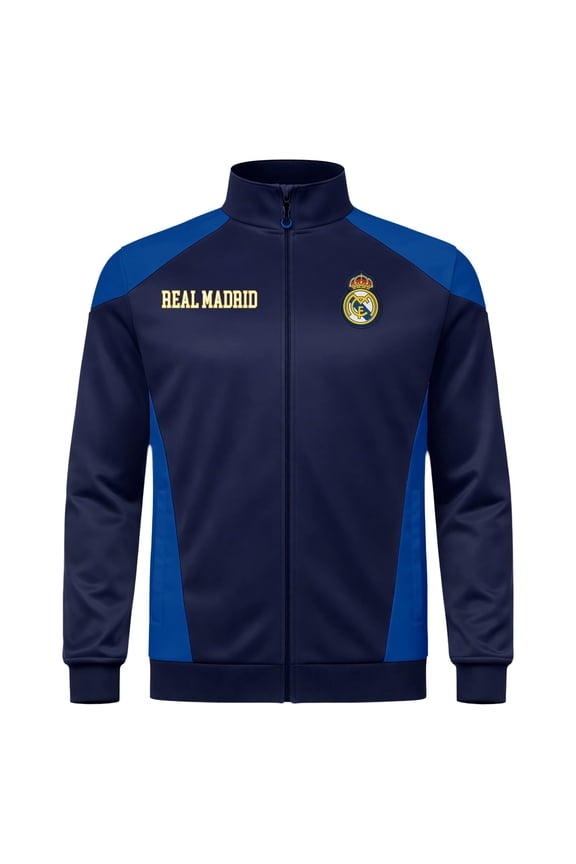 Real Madrid Futbol Club Licensed Soccer Zipper Jacket Sport Panel Navy - Adult Size - Medium