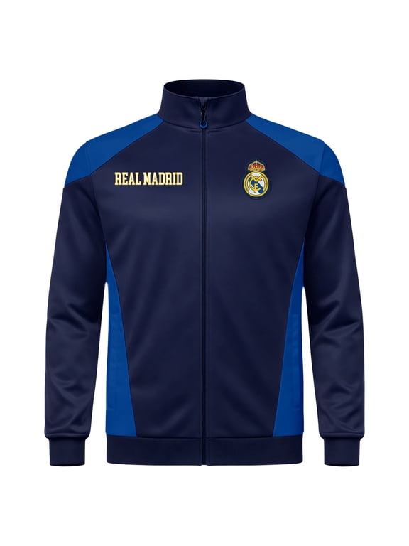 Licensed Real Madrid Futbol Club Soccer Zipper Jacket - Adult Size - Sport Panel Navy - X-Large