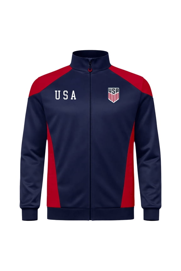 Licensed US Soccer Federation Soccer Zipper Jacket - Adult Size - Sport Panel - Navy Large