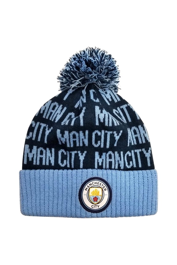 Manchester City Pom Beanie, Acrylic, Blue/Navy, OSFM