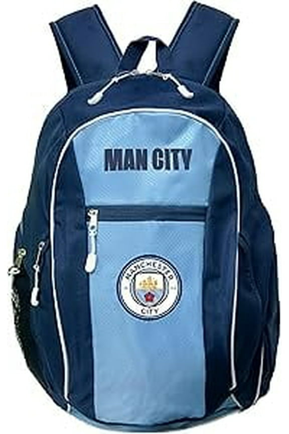 Manchester City FC Soccer Ball Backpack with Mesh Pocket, Sky Blue and Navy