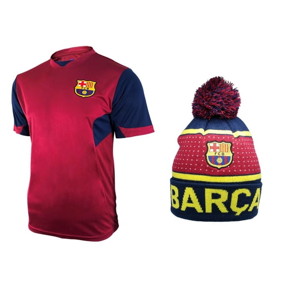 Icon Sports Men FC Barcelona Official Soccer Jersey and Beanie Combo 11 - Small