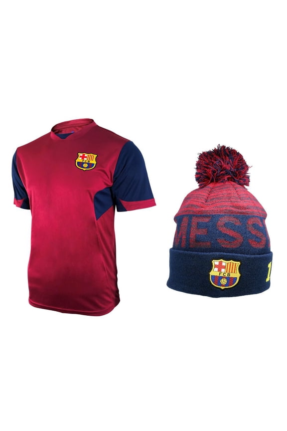 Men FC Barcelona Official Soccer Jersey and Beanie Combo 12 - Small
