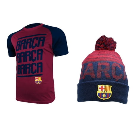 Icon Sports Men FC Barcelona Official Soccer Jersey and Beanie Combo 16 - Medium