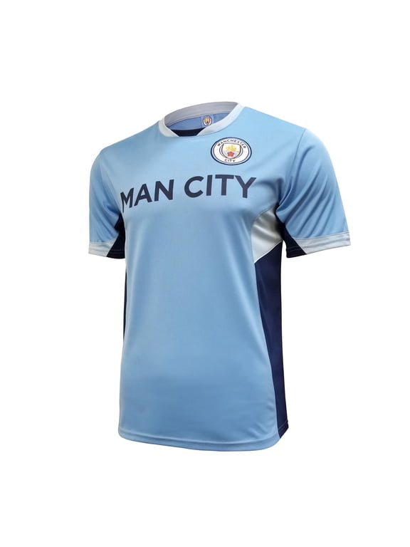 Men Manchester City Licensed Soccer Poly Shirt Jersey - Custom Name and Number - -01 Medium