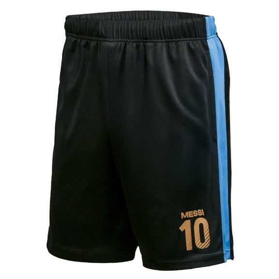 Icon Sports Men's Argentina Player 10 Official Licensed Athletic Performance Poly Soccer Shorts - Black, Medium