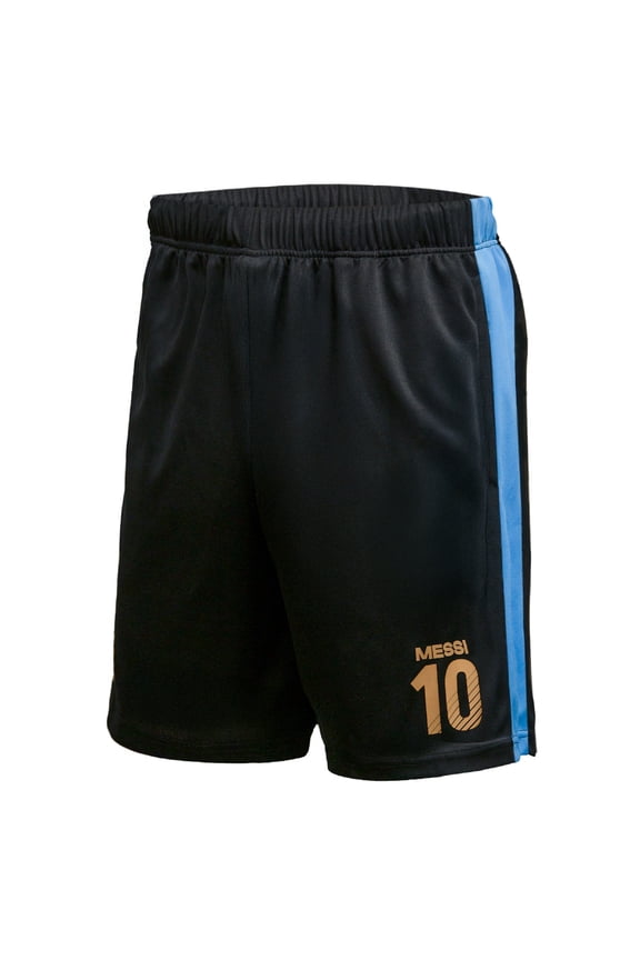 Men's Argentina Player 10 Official Licensed Athletic Performance Poly Soccer Shorts - Black, XL