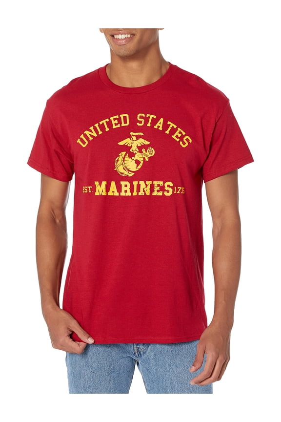 Men's Standard U.S. Marine Corps Short Sleeve T-Shirt, Red, Large