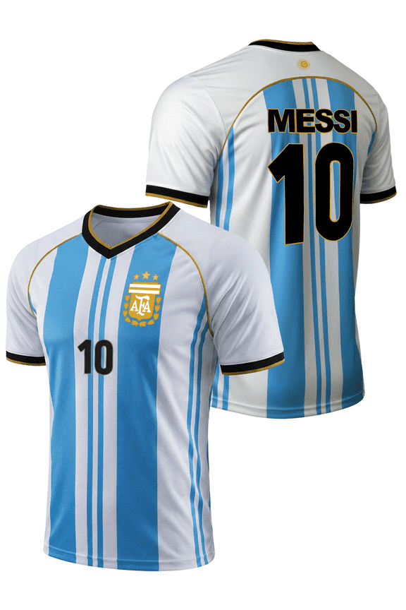 Messi #10 Argentina Jersey, Sky/White, 100% Polyester, YXS-XXL