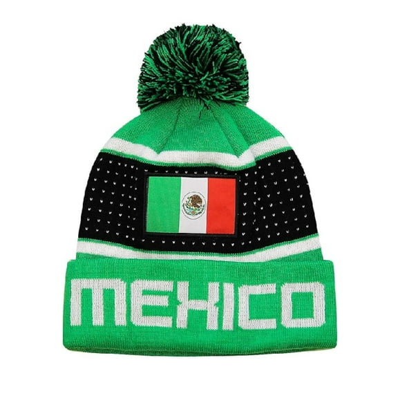 Icon Sports Mexico Adult Unisex Pom Pom Winter Soccer Beanie 4