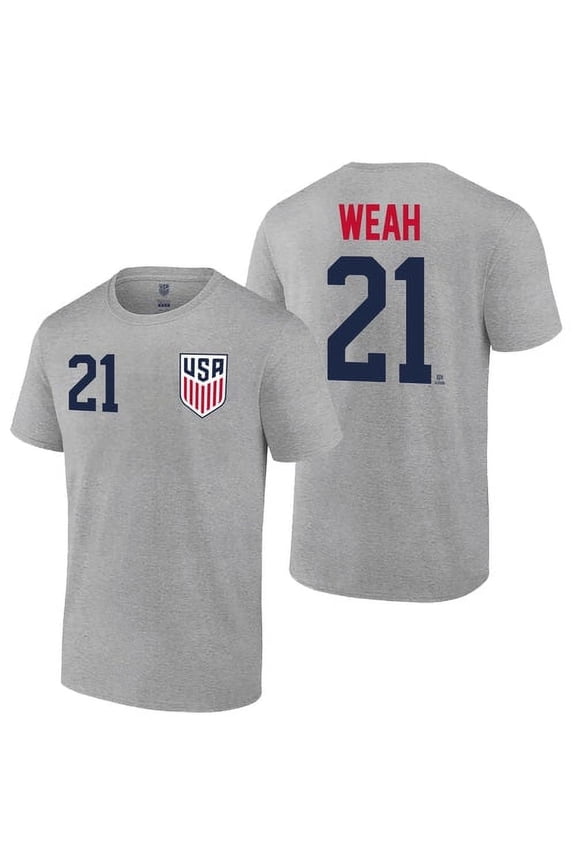 Offical Licensed U.S. Soccer Federation USMNT Player Name and Number T-Shirt | Timothy Weah