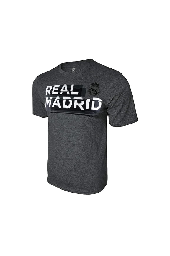 Official Licensed Real Madrid Cotton T-Shirt Soccer Tee - Home Gray w/Logo Men Size - Large
