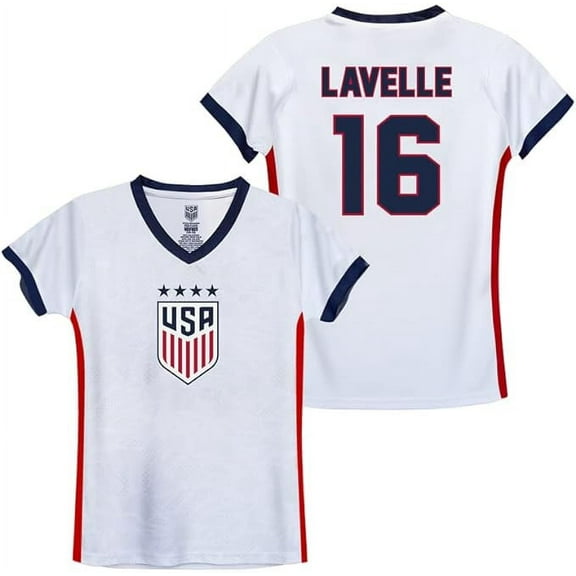 Icon Sports Official Licensed U.S. Soccer 4 Star USWNT Players Girl's Game Day Shirts Football Tee Top - WLav2