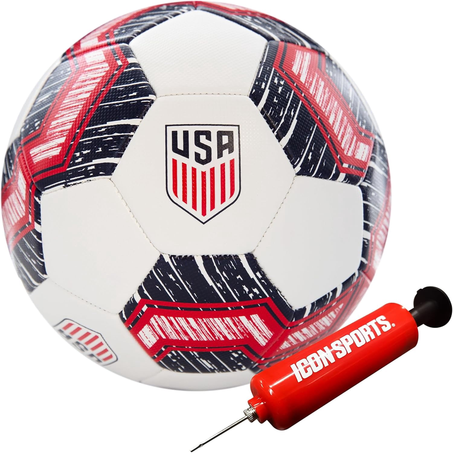Icon Sports Official Licensed US Soccer Federation Soccer Ball - USSF167BL White Size 5