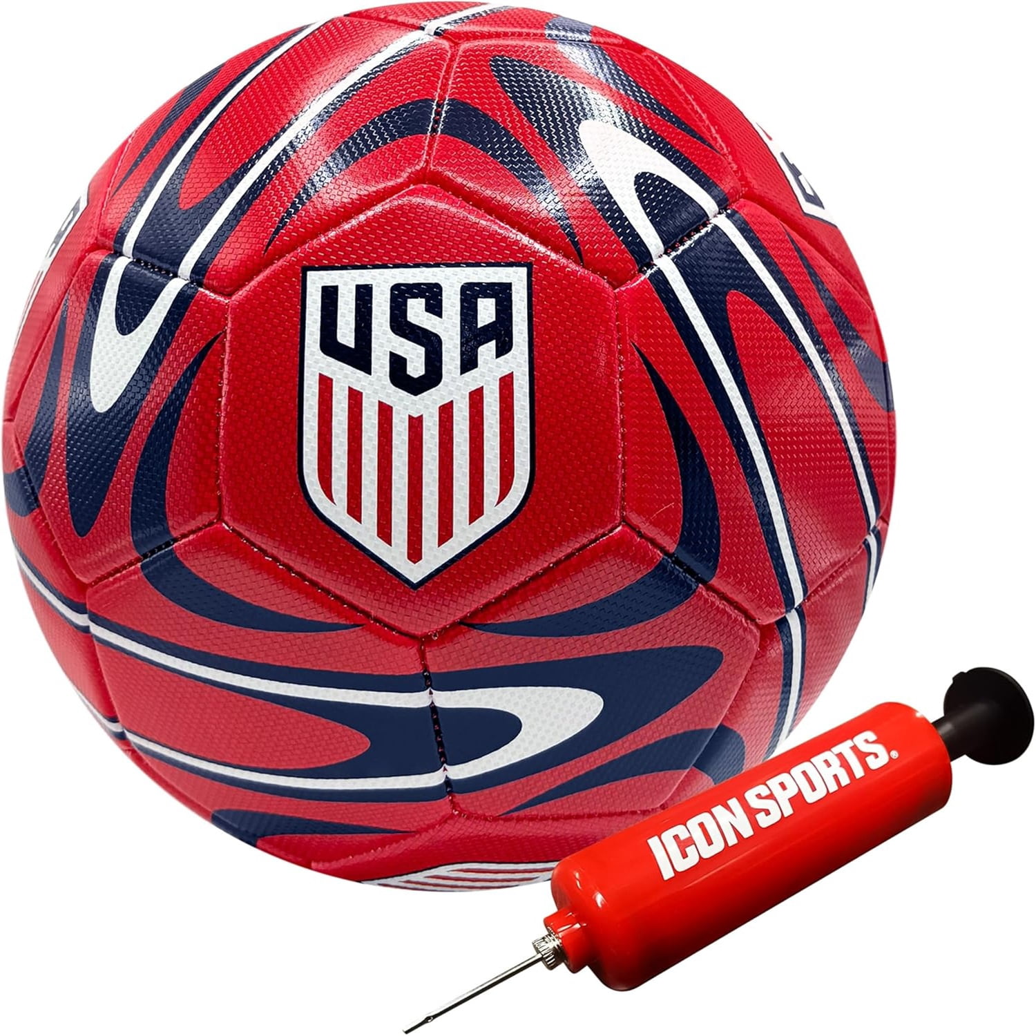 Icon Sports Official Licensed US Soccer Federation Soccer Ball - USSF188BL Red Size 5