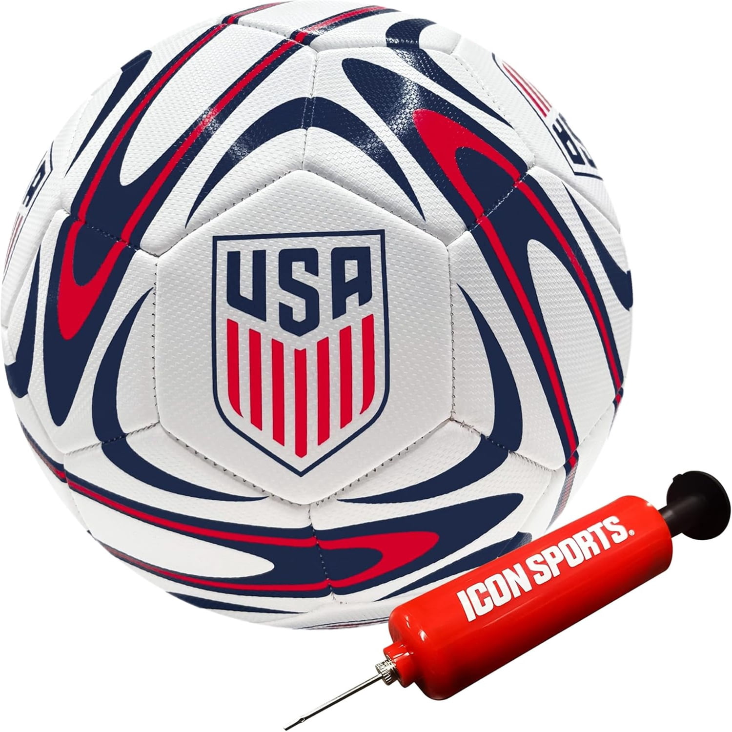 Icon Sports Official Licensed US Soccer Federation Soccer Ball - USSF188BL White Size 5