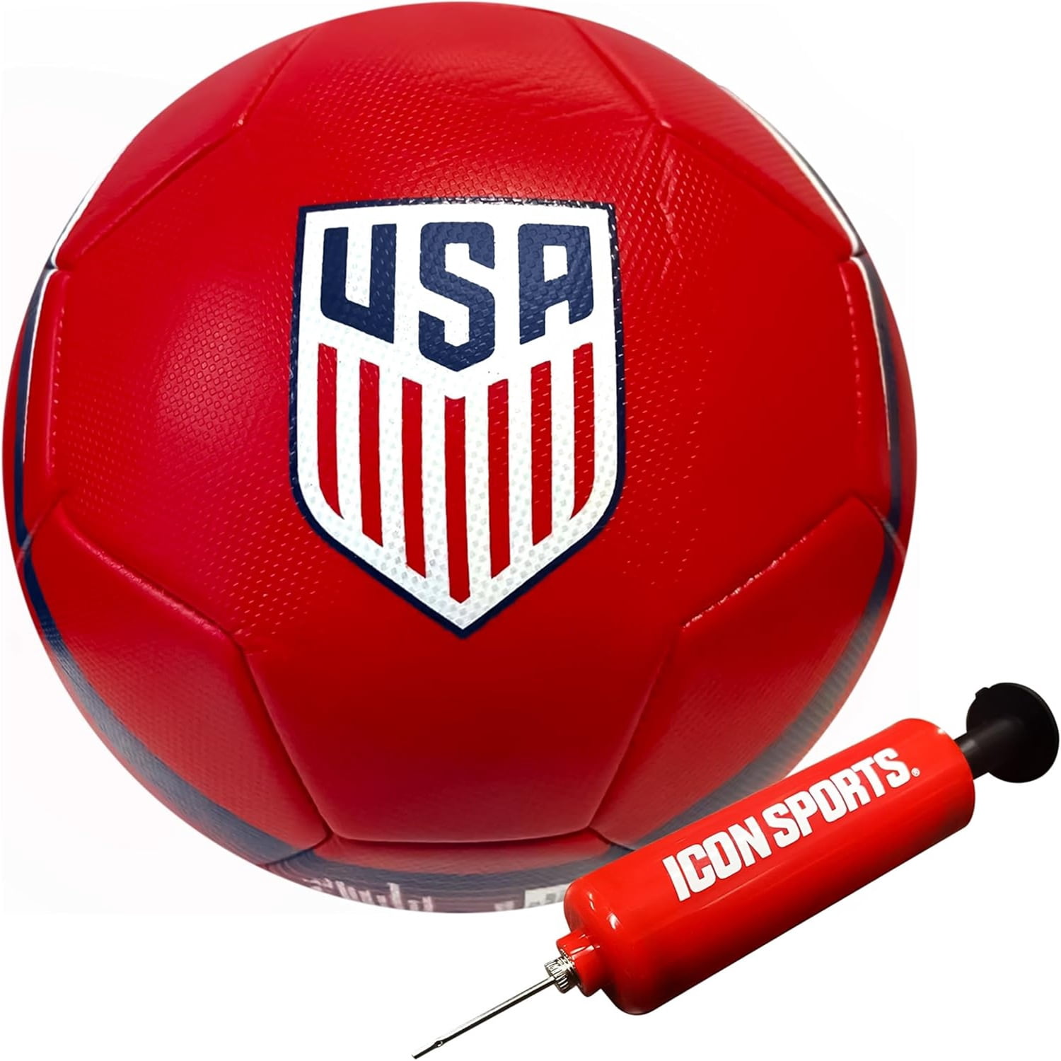 Icon Sports Official Licensed US Soccer Federation Soccer Ball - USSF189BL Red Size 5