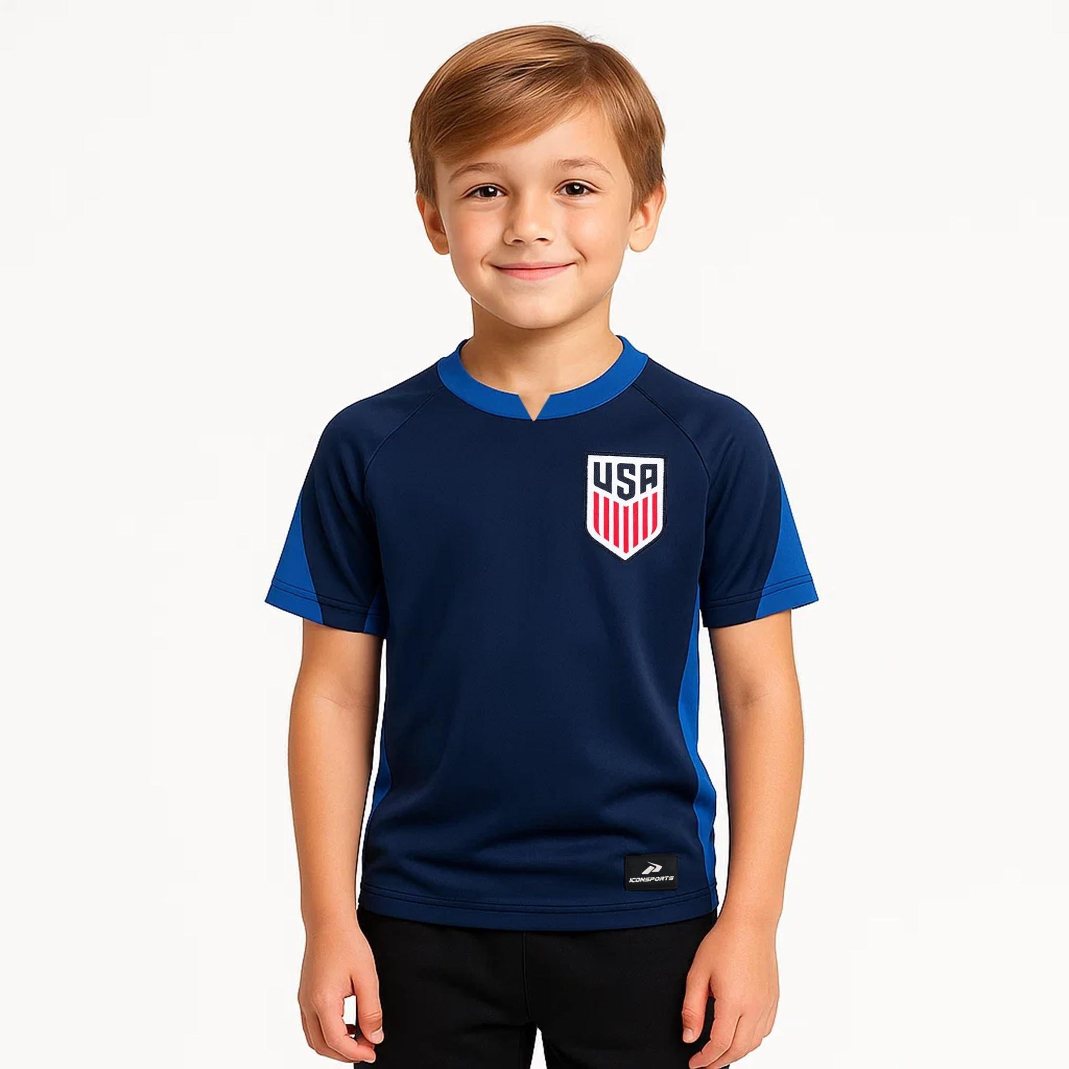 Icon Sports Official Licensed US Soccer Game Day Shirts USMNT Athletic Active Training Game Tee Top |Striker, Small