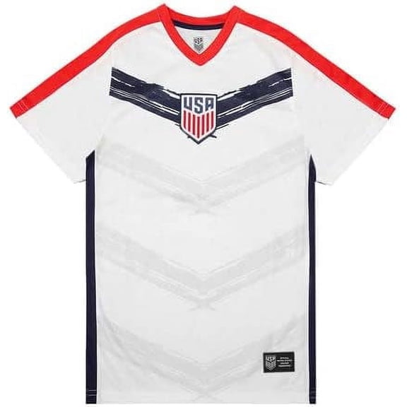 Icon Sports Official Licensed U.S. Soccer USMNT Youth Crossover Game Day Shirt - Kids YS, White