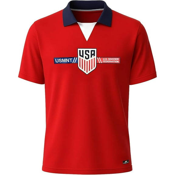 Icon Sports Official Licensed US Soccer Youth USMNT Crossover Game Day Poly Shirt for Kids, Red - YM