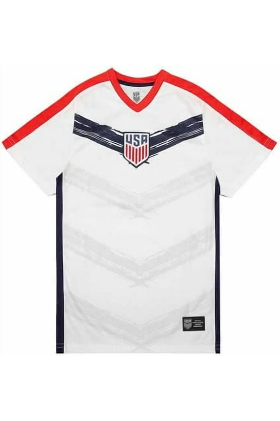 Official Licensed US Soccer Youth USMNT Crossover Game Day Poly Shirt for Kids, White - YM