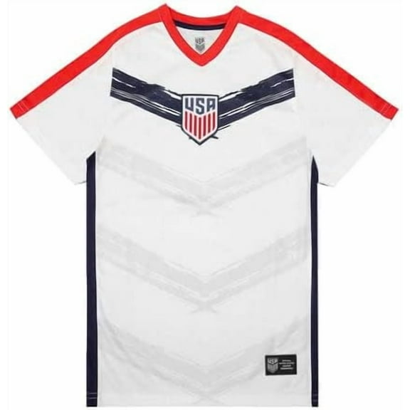 Icon Sports Official Licensed US Soccer Youth USMNT Crossover Game Day Poly Shirt for Kids, White - YXL