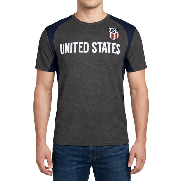 Icon Sports Official US Men's National Soccer Team Game Day Shirt - Unisex Adult - USA191PF Heather Charcoal_Navy L
