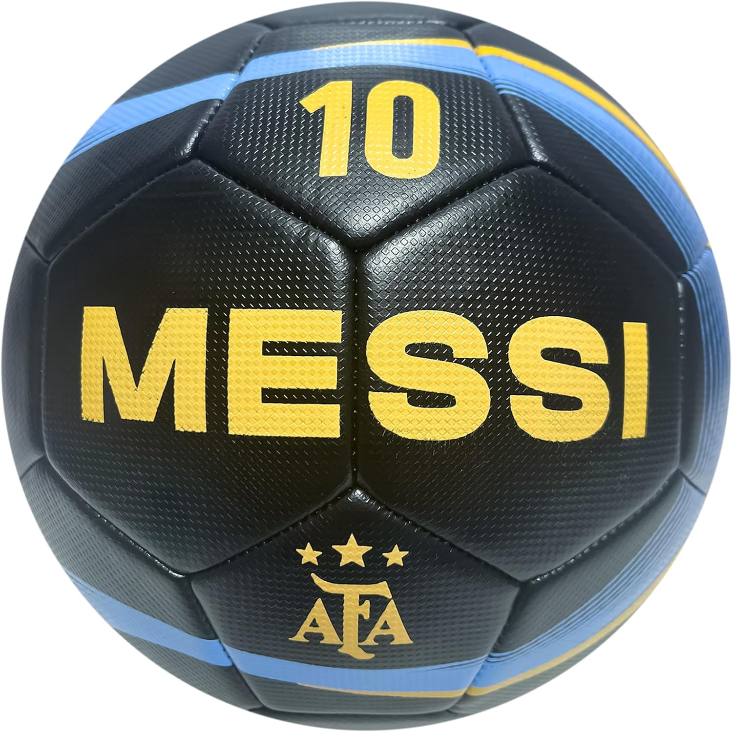 Icon Sports Officially Licensed Argentina National Football Team Soccer Ball Player 10 Design - Size 5 Black Ball