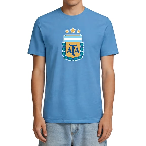 Icon Sports Officially Licensed Argentine Football Association Cotton T-Shirt - Unisex Adult - AFA126CT Light Blue L