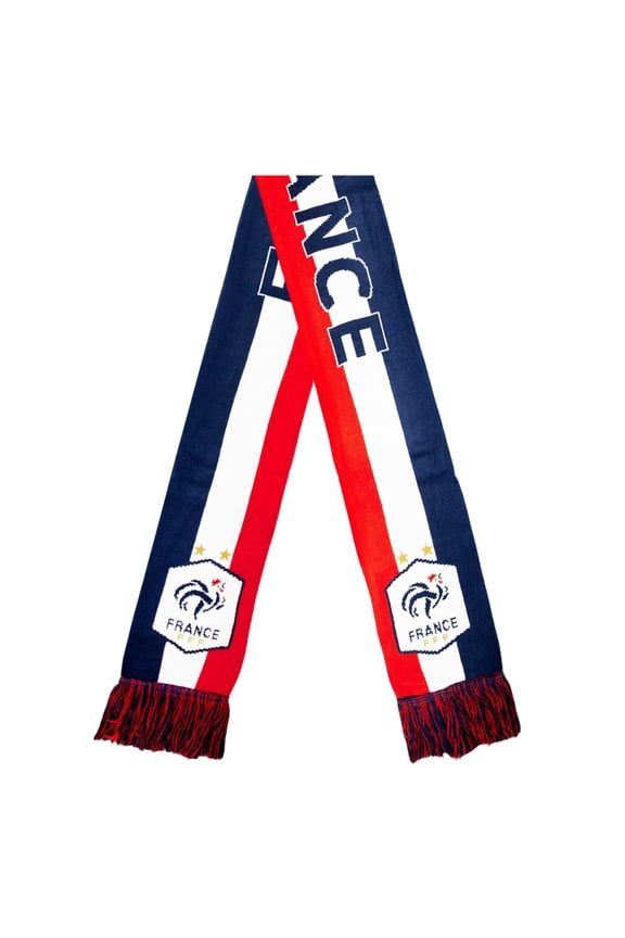 Officially Licensed France Soccer Scarf – Blue White & Red Stripe with FFF Crest [Add Custom Name/Number]
