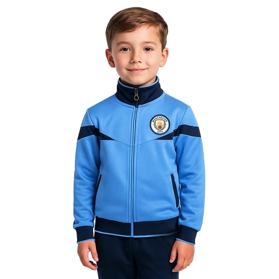 Icon Sports Officially Licensed Manchester City FC Track Jacket - Unisex Kids - MC39TJ Light Blue YL