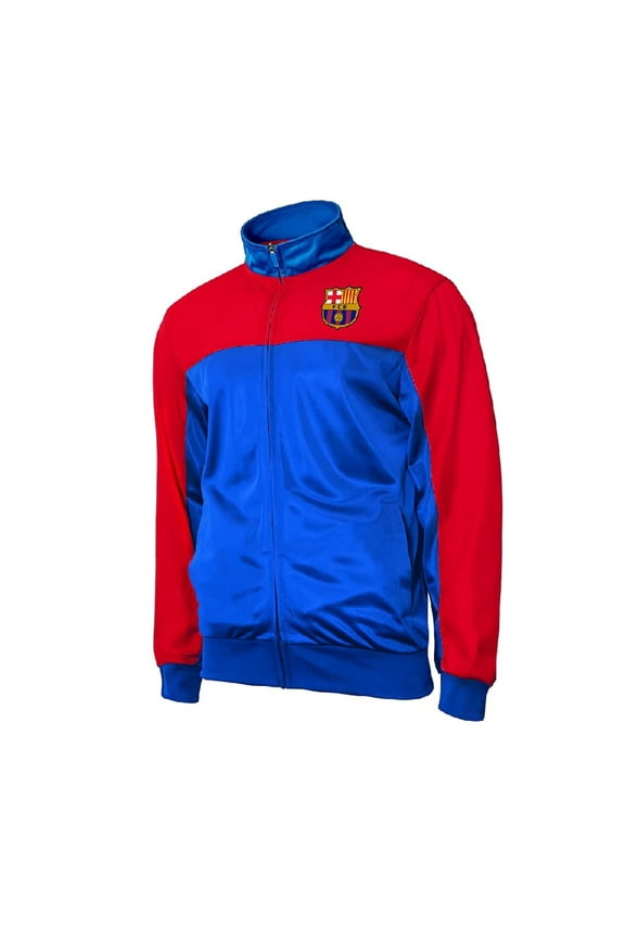 Officially Licensed Mens Soccer FC Barcelona Track Jacket – Full Zip Active Top – Small