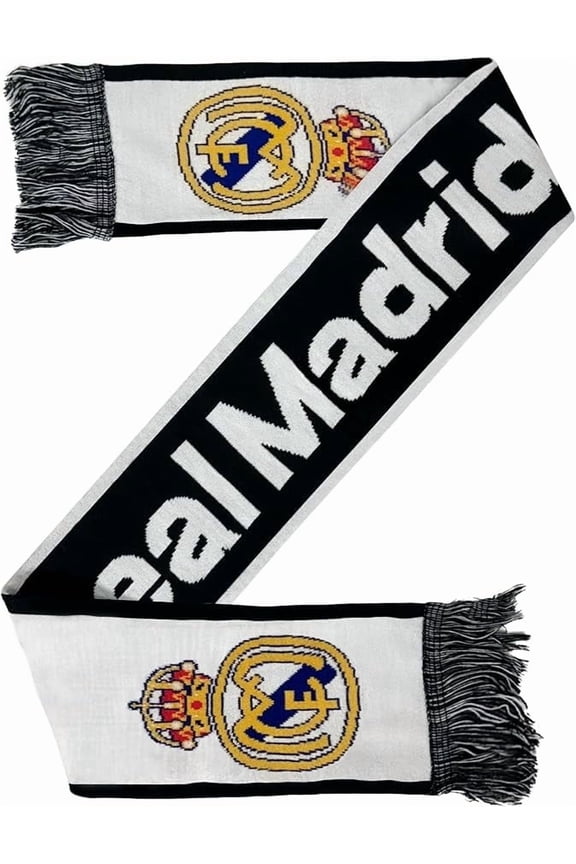 Real Madrid CF by Icon Sports Officially Licensed Unisex White Fringe Scarf