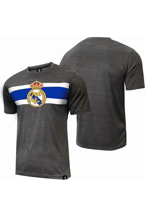 Officially Licensed Real Madrid Soccer T-Shirt  Official Team Jersey Style Short Sleeve Athletic Football Tee  Game Day Activewear for Fans - Large
