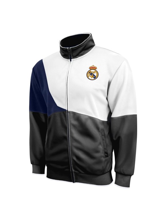 Officially Licensed Real Madrid Track Jacket - Training Day Casual Full Zip Active Adult Soccer Jacket - Large