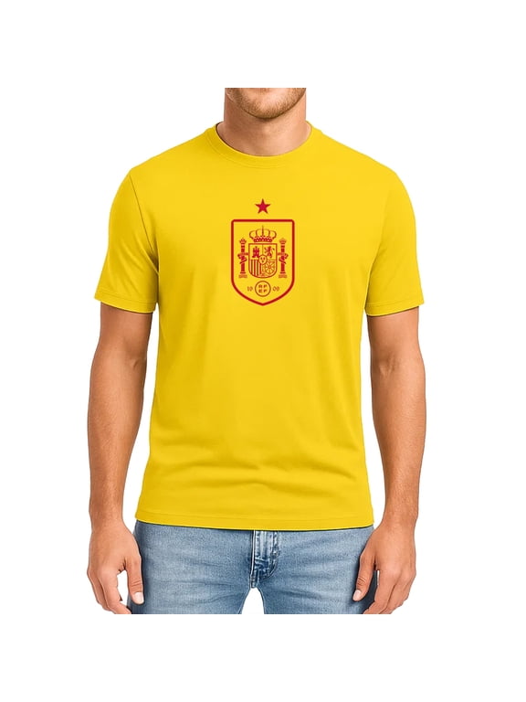 Officially Licensed Royal Spanish Football Federation Cotton T-Shirt - Unisex Adult - RFEF126CT Yellow L